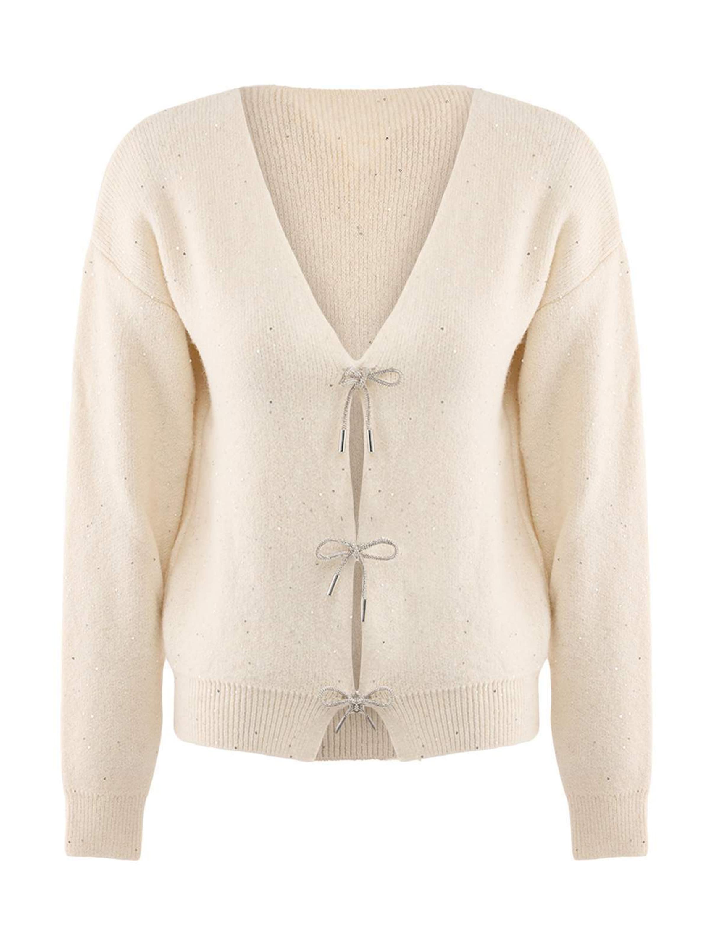 Geacă tricotată de la Trendyol pe bej: față