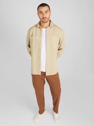 Springfield Comfort fit Button Up Shirt in Beige