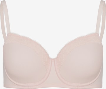 Hanro T-shirt Bra 'Cotton Lace' in Pink: front