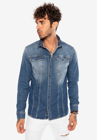 Redbridge Regular fit Overhemd in Blauw: voorkant