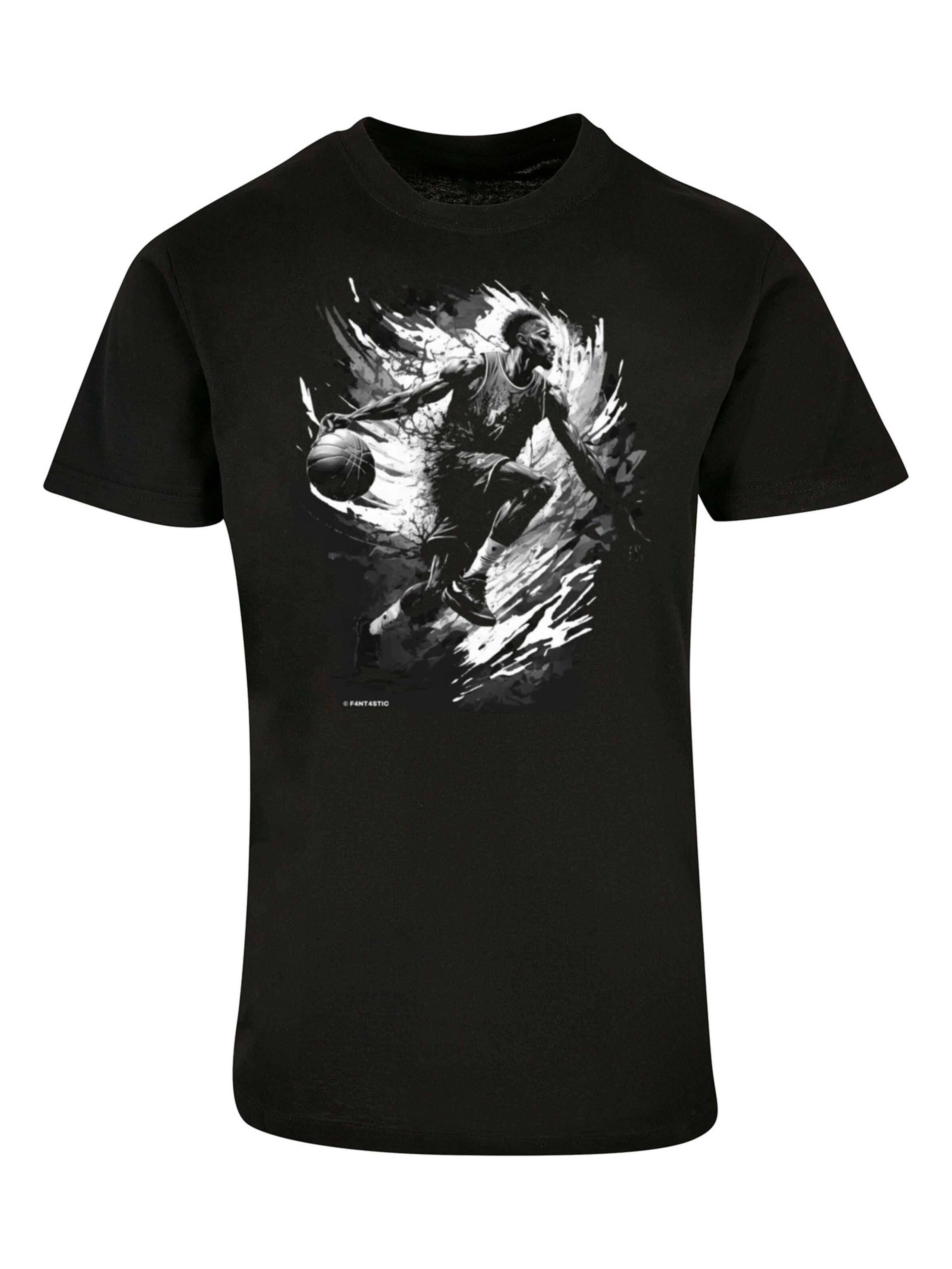 T-Shirt 'Basketball' F4NT4STIC en noir : devant