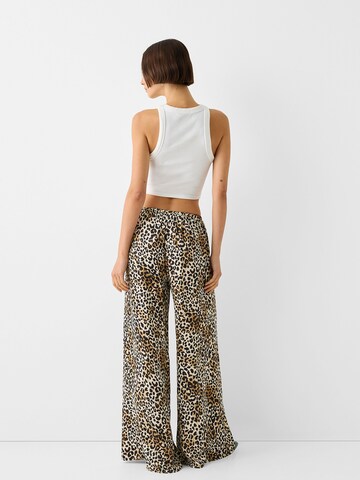 Bershka Wide leg Broek in Bruin