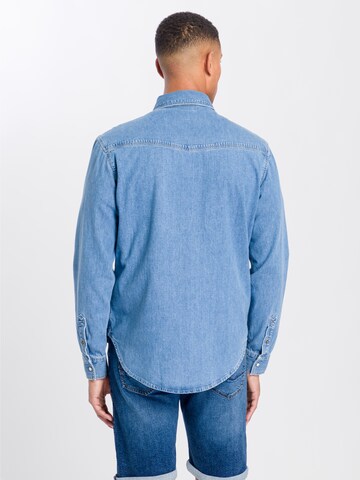 Cross Jeans Regular fit Button Up Shirt ' A 208 ' in Blue