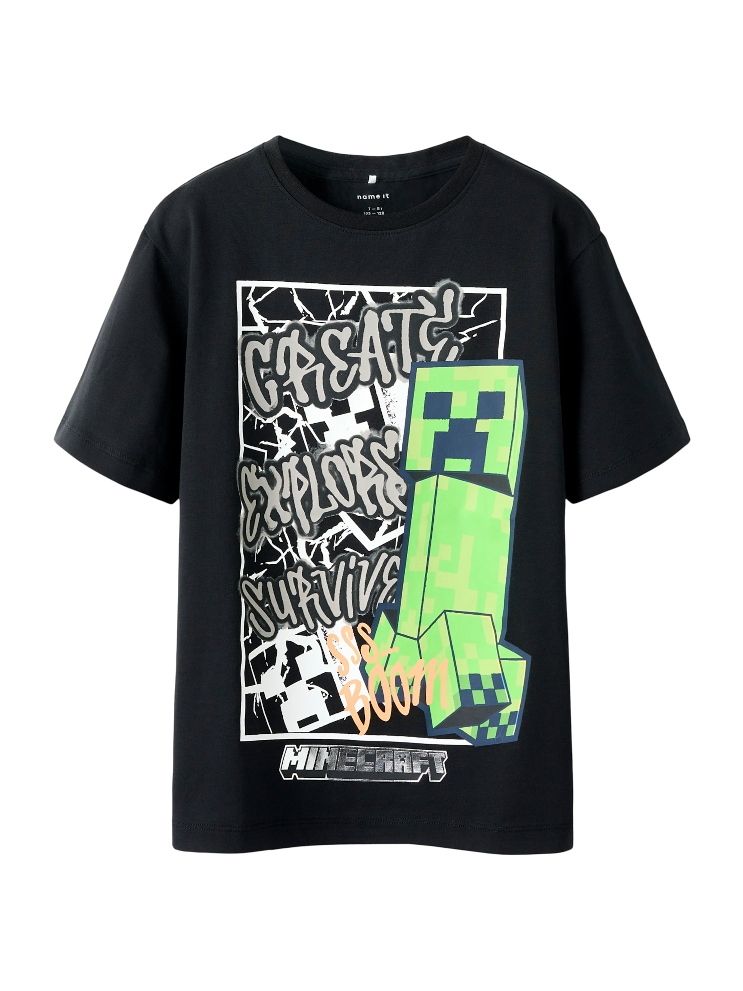 NAME IT Tričko 'NKMMase Minecraft' - Čierna: predná strana