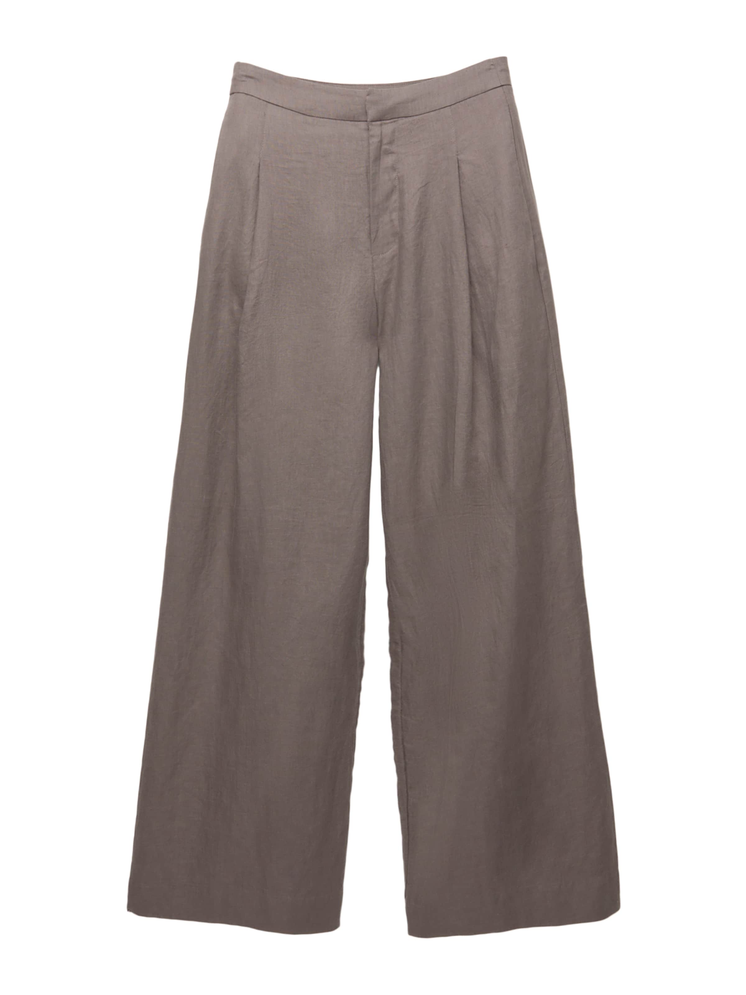 Pull&Bear Široký strih Plisované nohavice - Sivá: predná strana