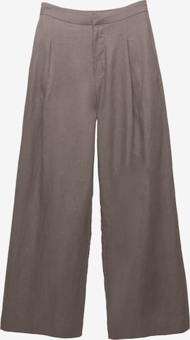 Pull&BearWide Leg/ Široke nogavice Hlače s naborima - siva boja: prednji dio