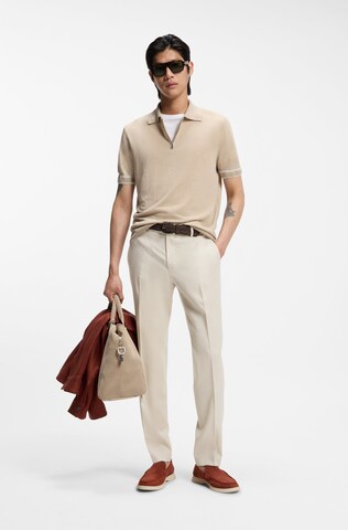 BOSS Slim fit Pleated Pants 'Genius' in Beige