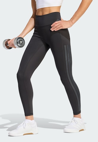 ADIDAS PERFORMANCE Skinny Sportbroek 'Optime' in Zwart: voorkant