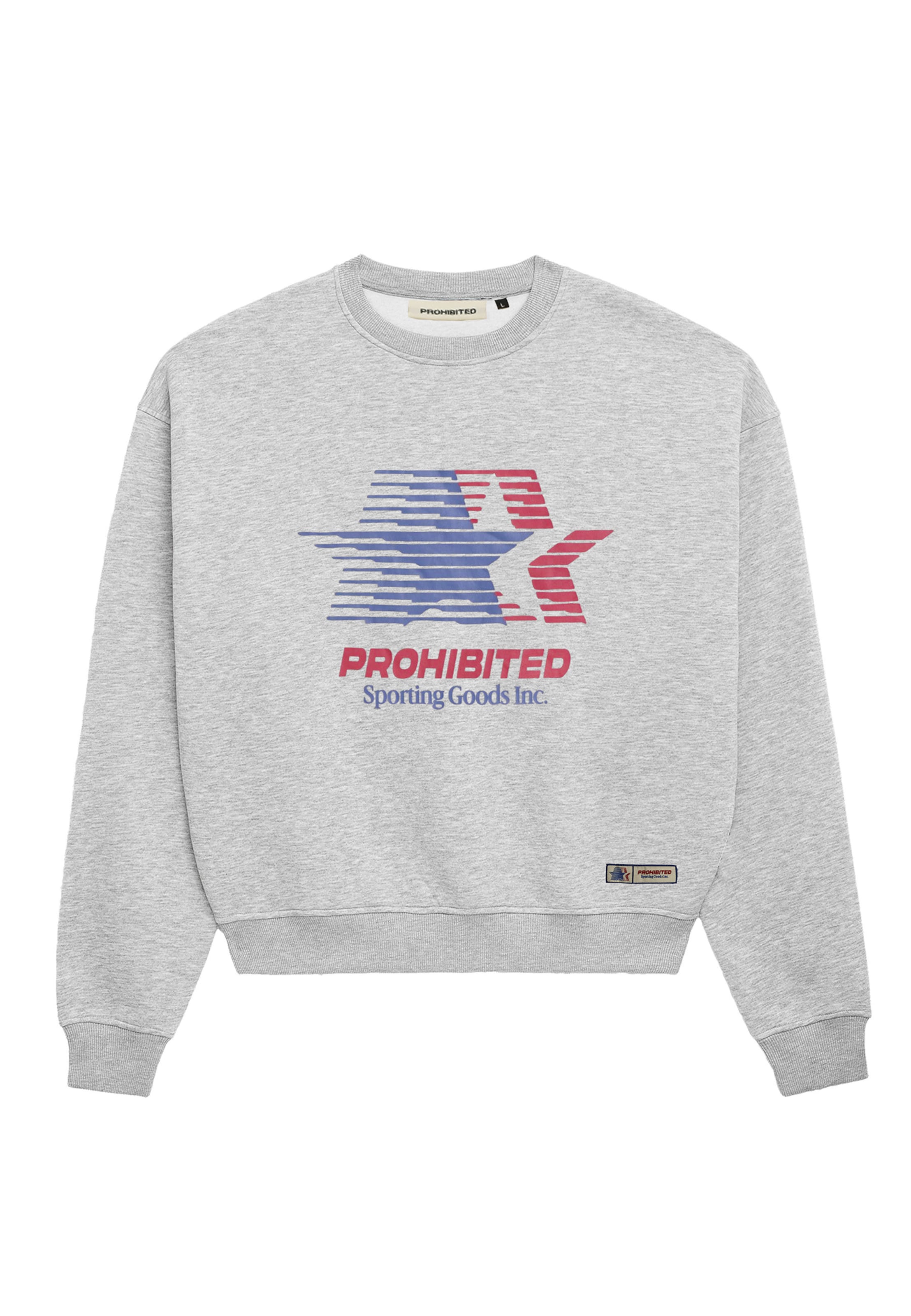 Prohibited Sweatshirt in L in blau / graumeliert / rot, Produktansicht