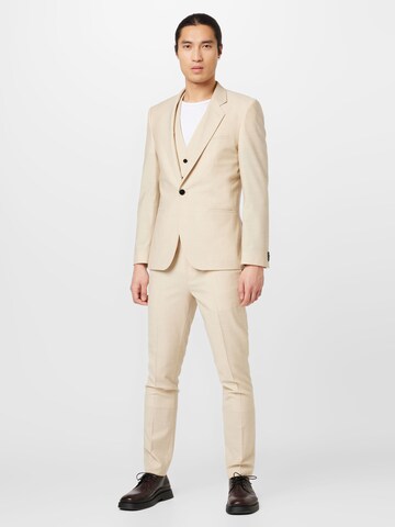 HUGO Red - Slimfit Traje 'Arti' en beige: frente