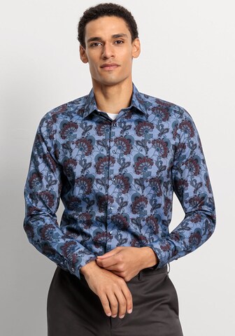OLYMP Slim fit Zakelijk overhemd in Blauw: voorkant