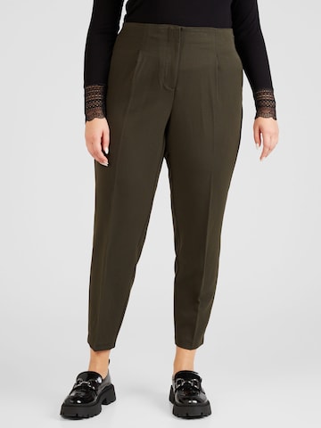 Vero Moda Curve Tapered Pleated Pants 'ISABEL' in Green: front