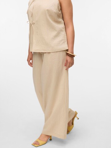 Vero Moda Curve Wide leg Bandplooibroek 'VMCFea' in Beige