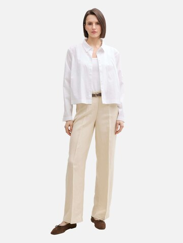 TOM TAILOR Loose fit Trousers with creases 'Lea' in Beige