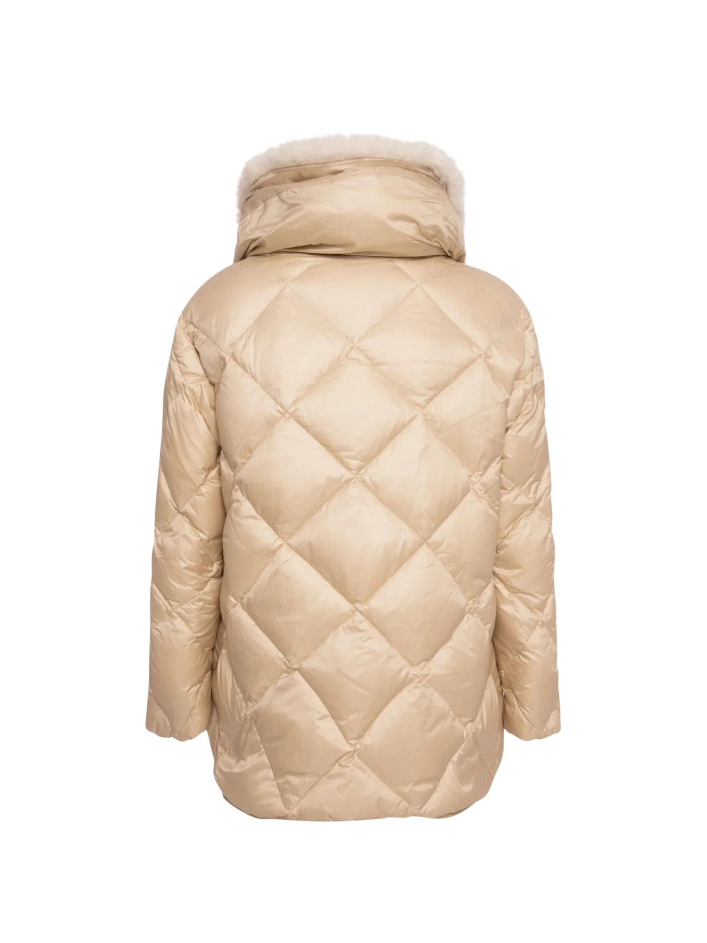 Fracomina Vinterjacka 'Quilted Down Jacket with Fur Collar' i beige