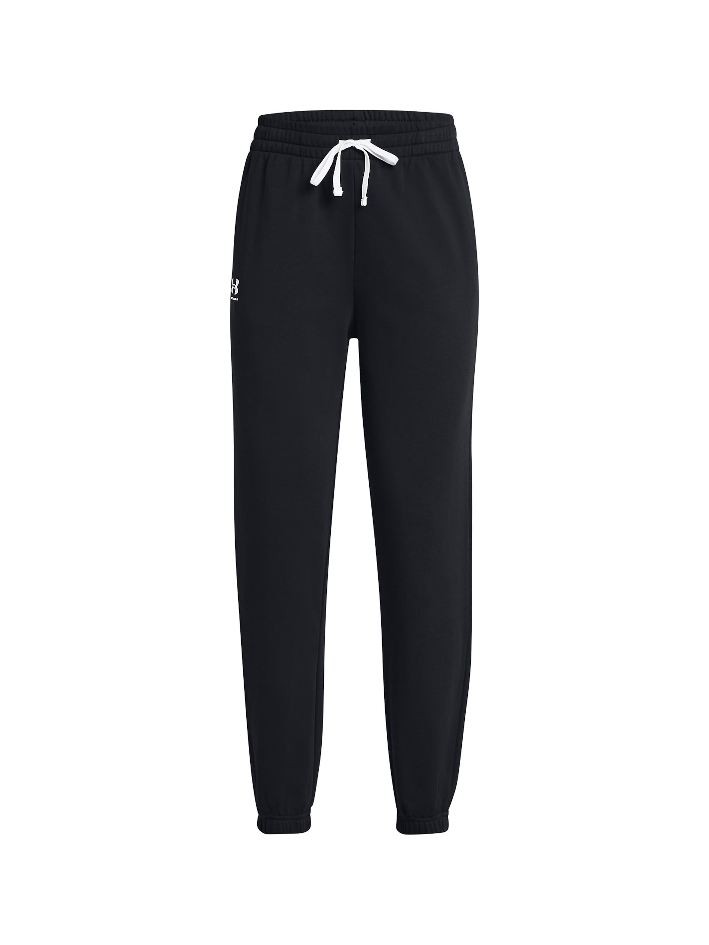 UNDER ARMOUR Tapered Sportbroek 'Rival Terry' in Zwart: voorkant
