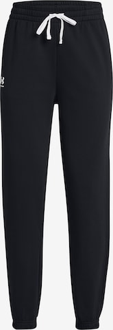 UNDER ARMOUR Tapered Sportbroek 'Rival Terry' in Zwart: voorkant