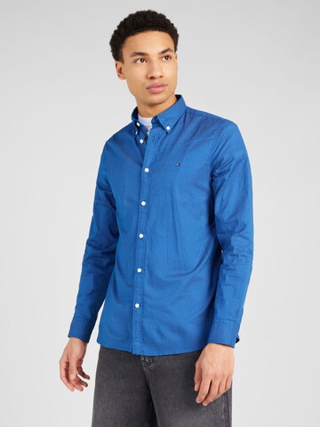 TOMMY HILFIGER - Slim Fit Camisa 'Flex' em azul: frente