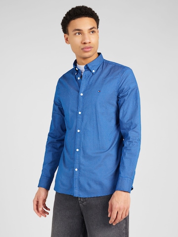 mėlyna TOMMY HILFIGER Priglundantis modelis Marškiniai 'Flex': priekis