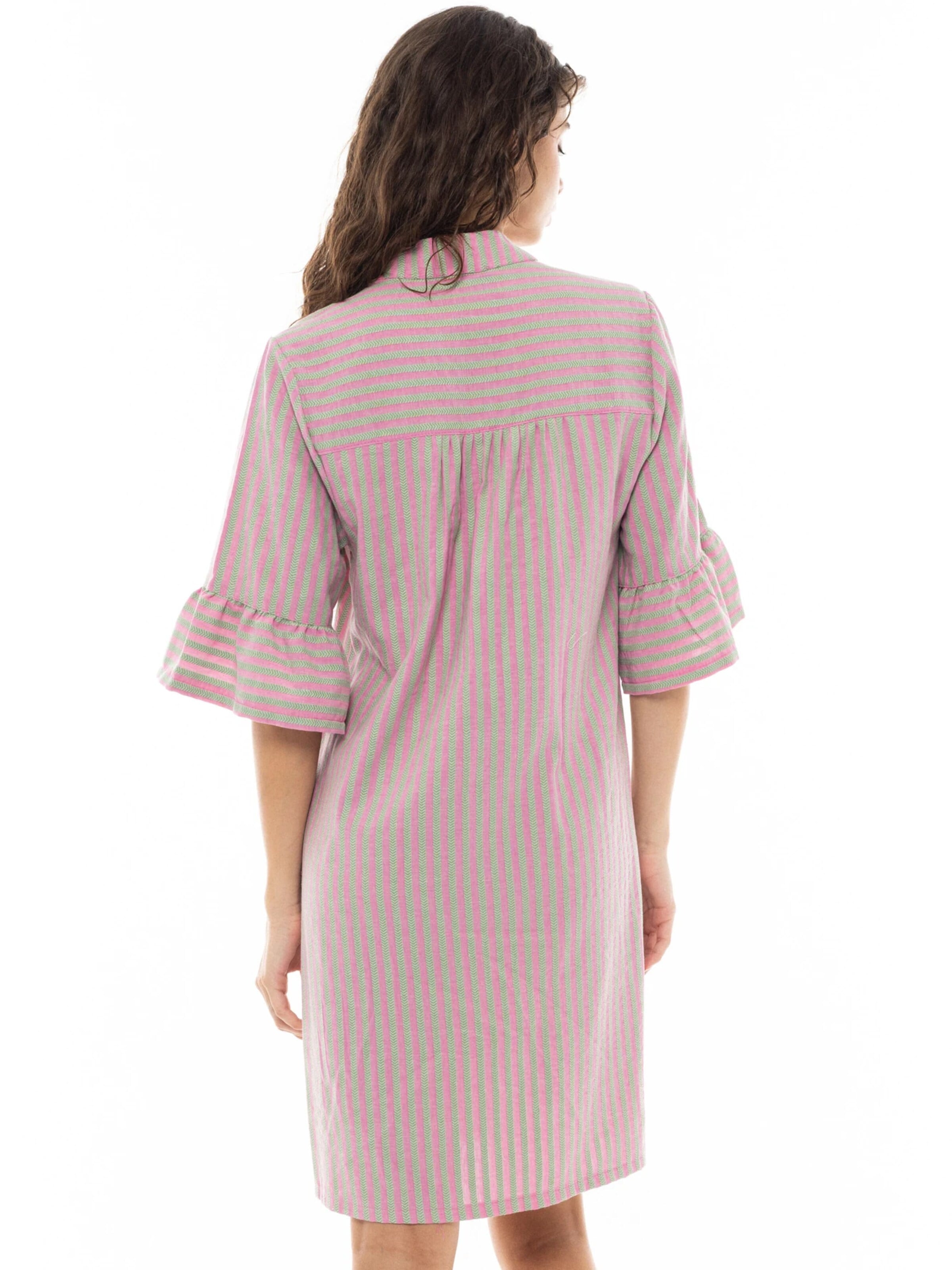 Pink LabelLjetna haljina 'BEACHWEAR STRIPE PINK GREEN' - roza boja