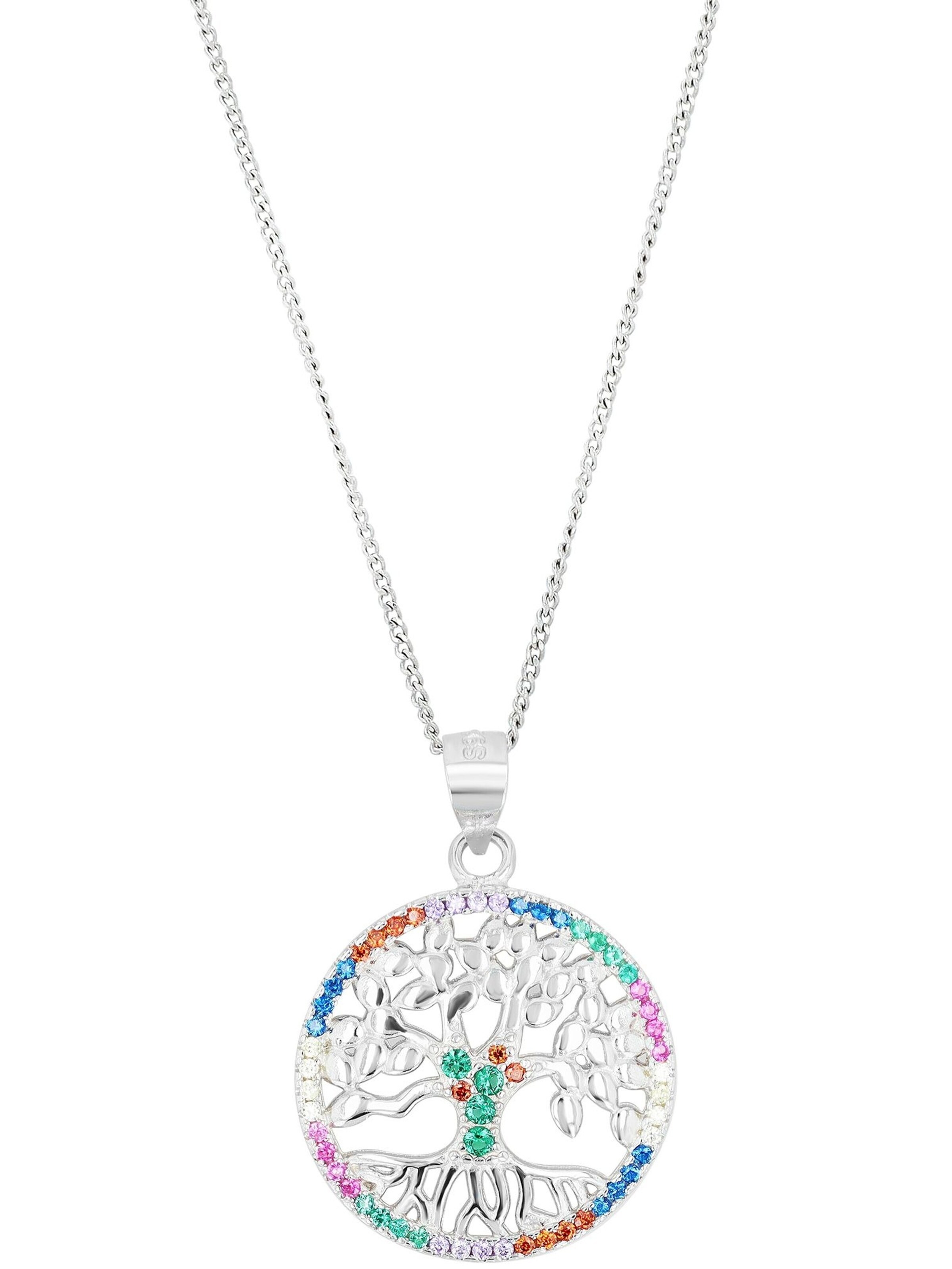 Akzent Pendant '"Yggdrasil" aus 925 Sterlingsilber, rhodiniert, langlebig' in Silver