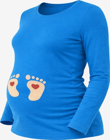 M.M.C. Shirt 'Baby Füße Umstandslangarmshirt' in Blue: front