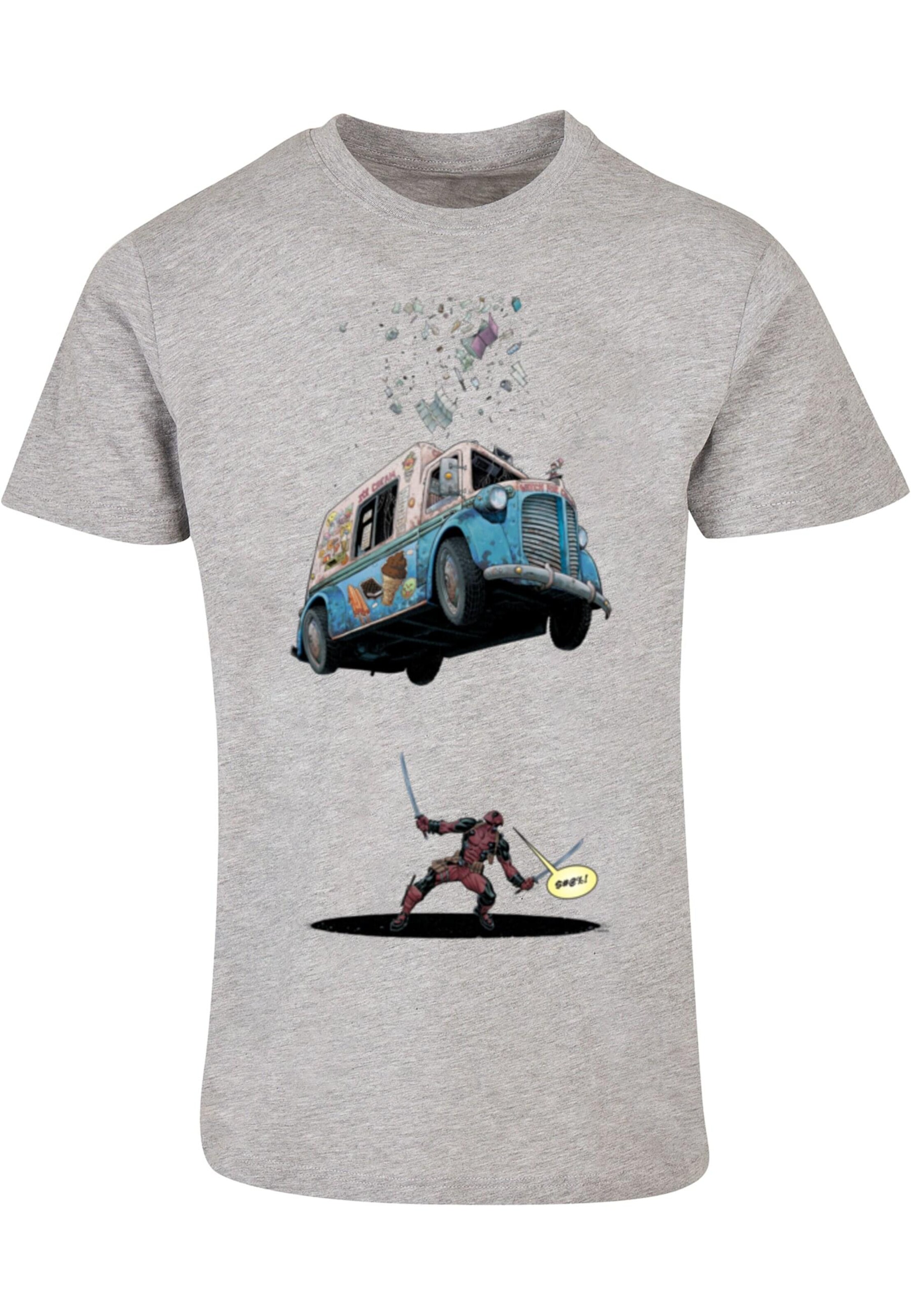 ABSOLUTE CULT Shirt 'Deadpool - Ice Cream' in Grijs: voorkant