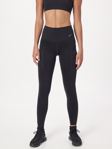 NIKE Skinny Sports trousers in Black: front