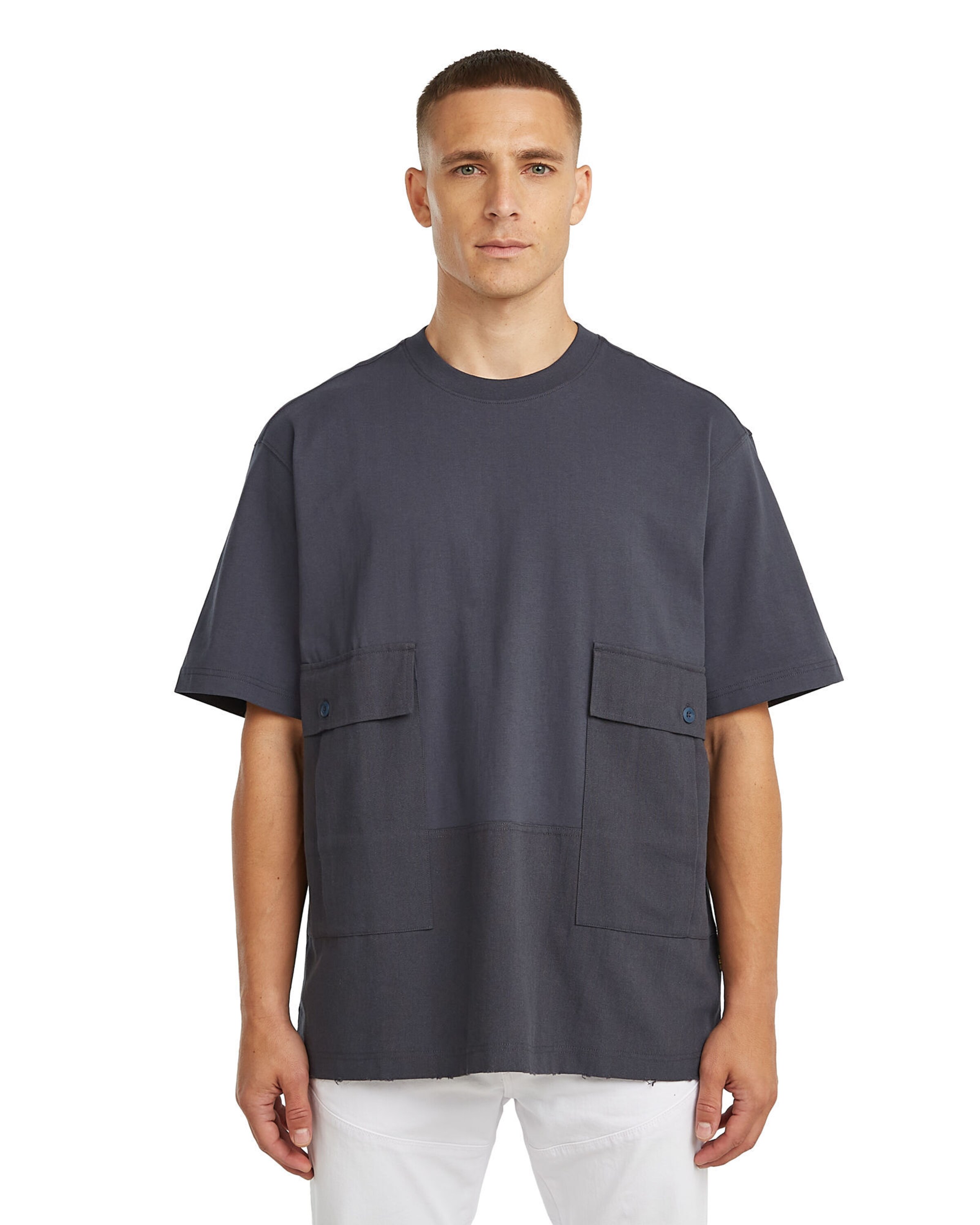 G-STAR Shirt 'Utility Fabric Mix T-Shirt' in Grijs: voorkant