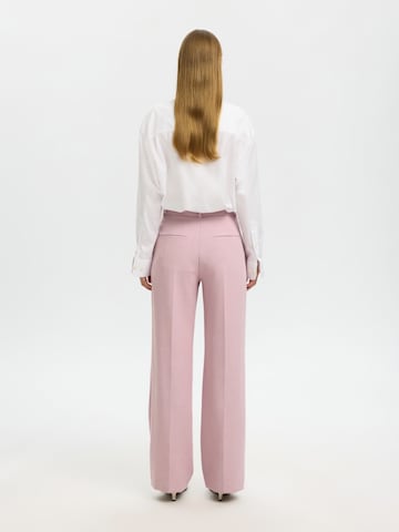SELECTED Široke hlačnice Hlače na rob 'SLFRITA' | roza barva