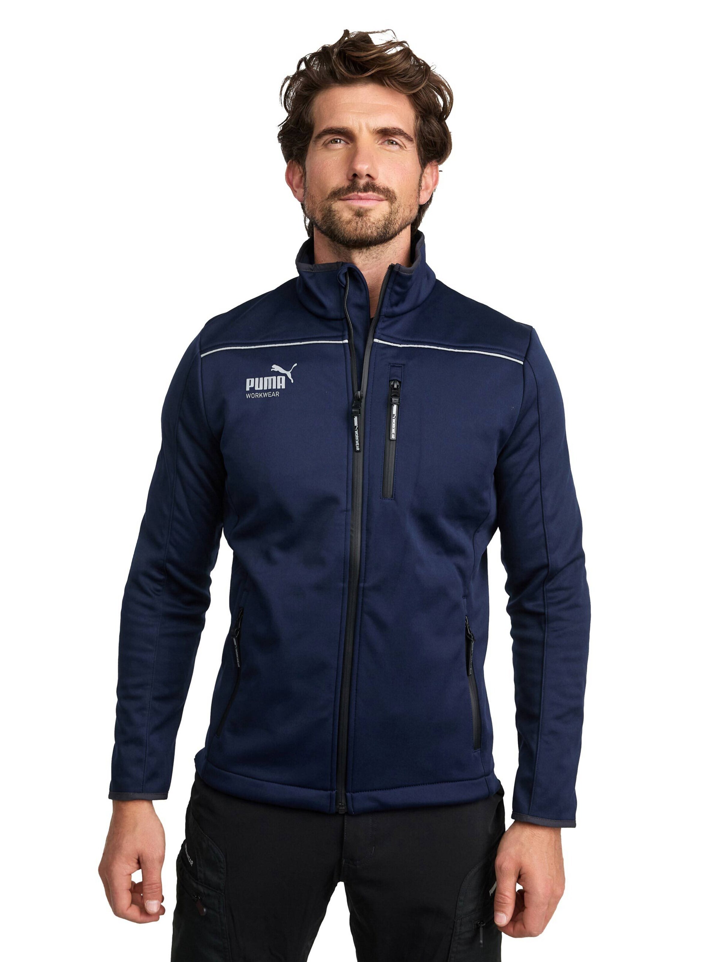 PUMA Workwear Outdoor jacket 'Puma Workwear Essentials Softshelljacke' in Blue: front