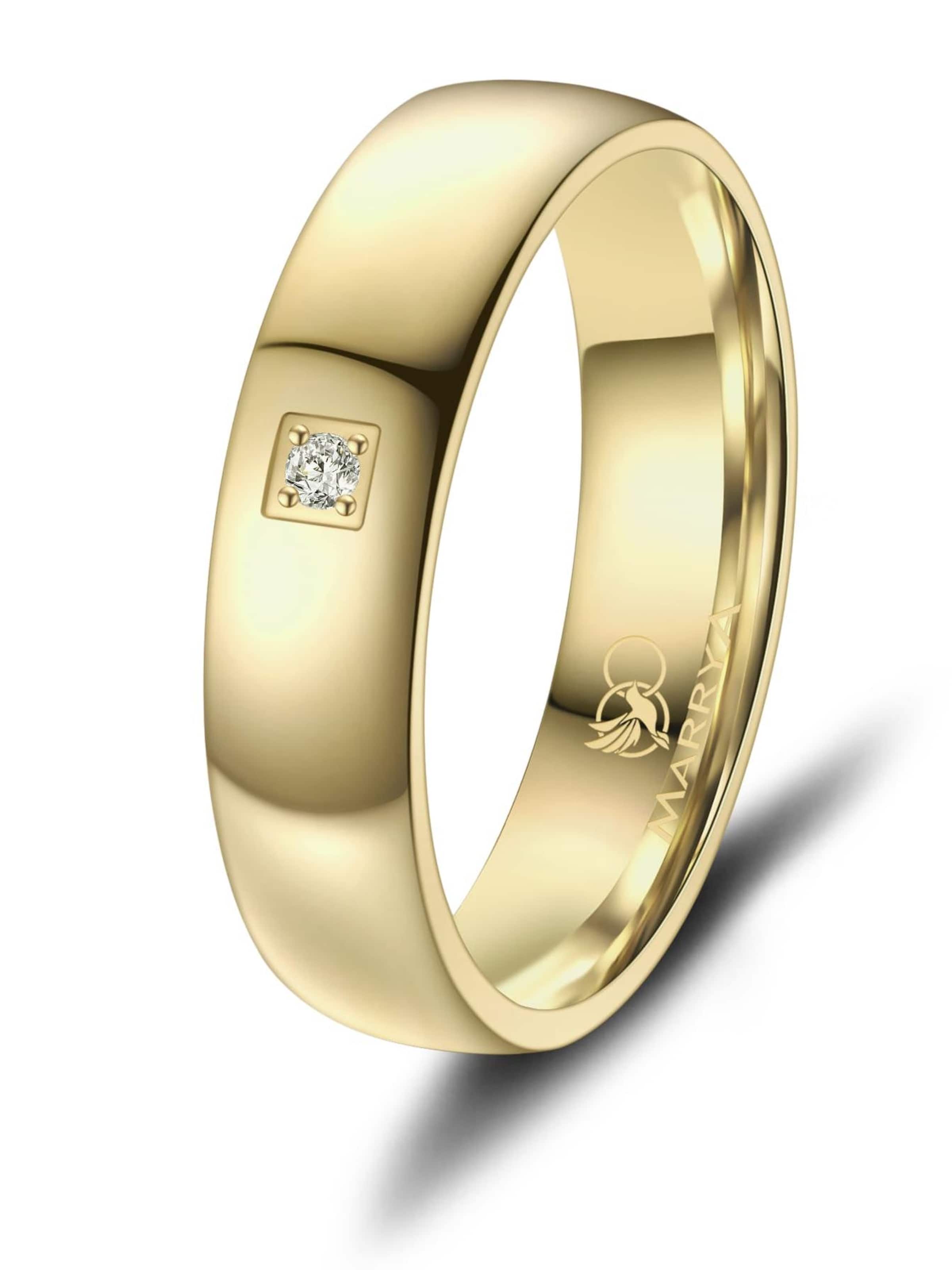 MARRYA Ring 'MARRYA ES-30 Eheringe aus Edelstahl - Gold plattiert' in Gold: front