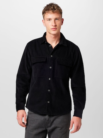 !Solid Regular fit Button Up Shirt 'Champion' in Black: front