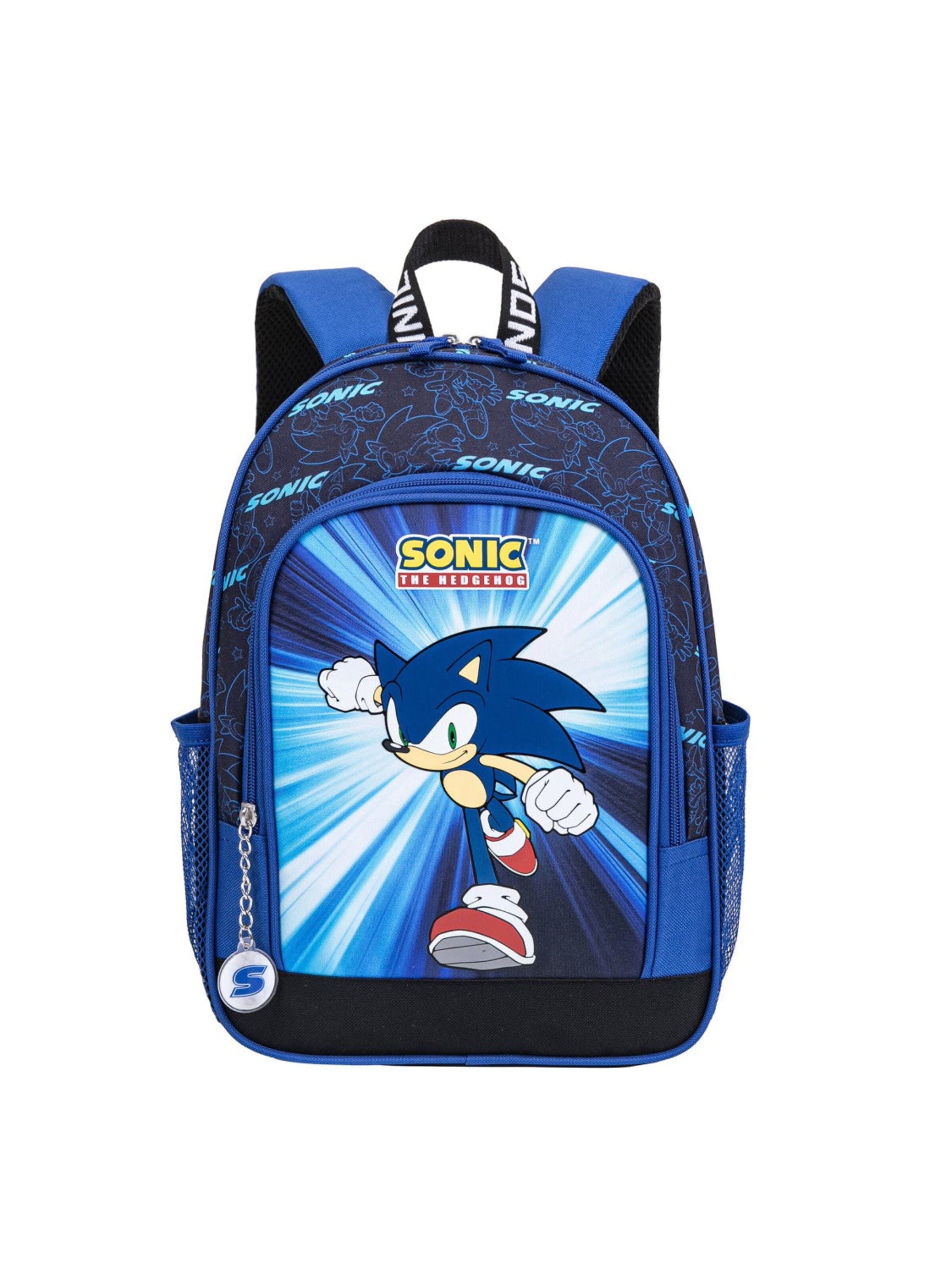 Sonic the Hedgehog Rugzak 'Sonic the Hedgehog Rugzak Kinderen – Blauw Zwart – Schooltas Jongens – 37cm Hoog' in Blauw: voorkant