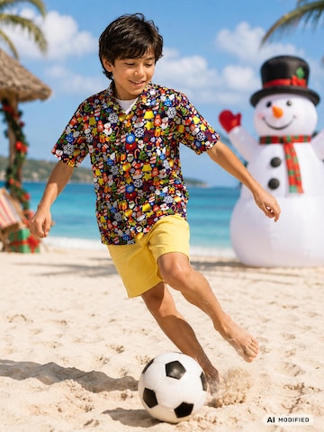 King Kameha Regular fit Overhemd 'Christmas Allover' in Lila