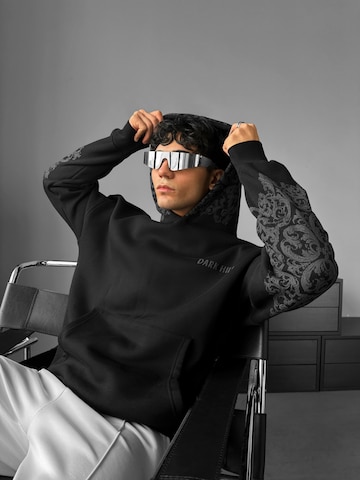 Kleidermafia Sweatshirt 'Oversize Carpet Pattern Hoodie - Black and Anthracite' in Black