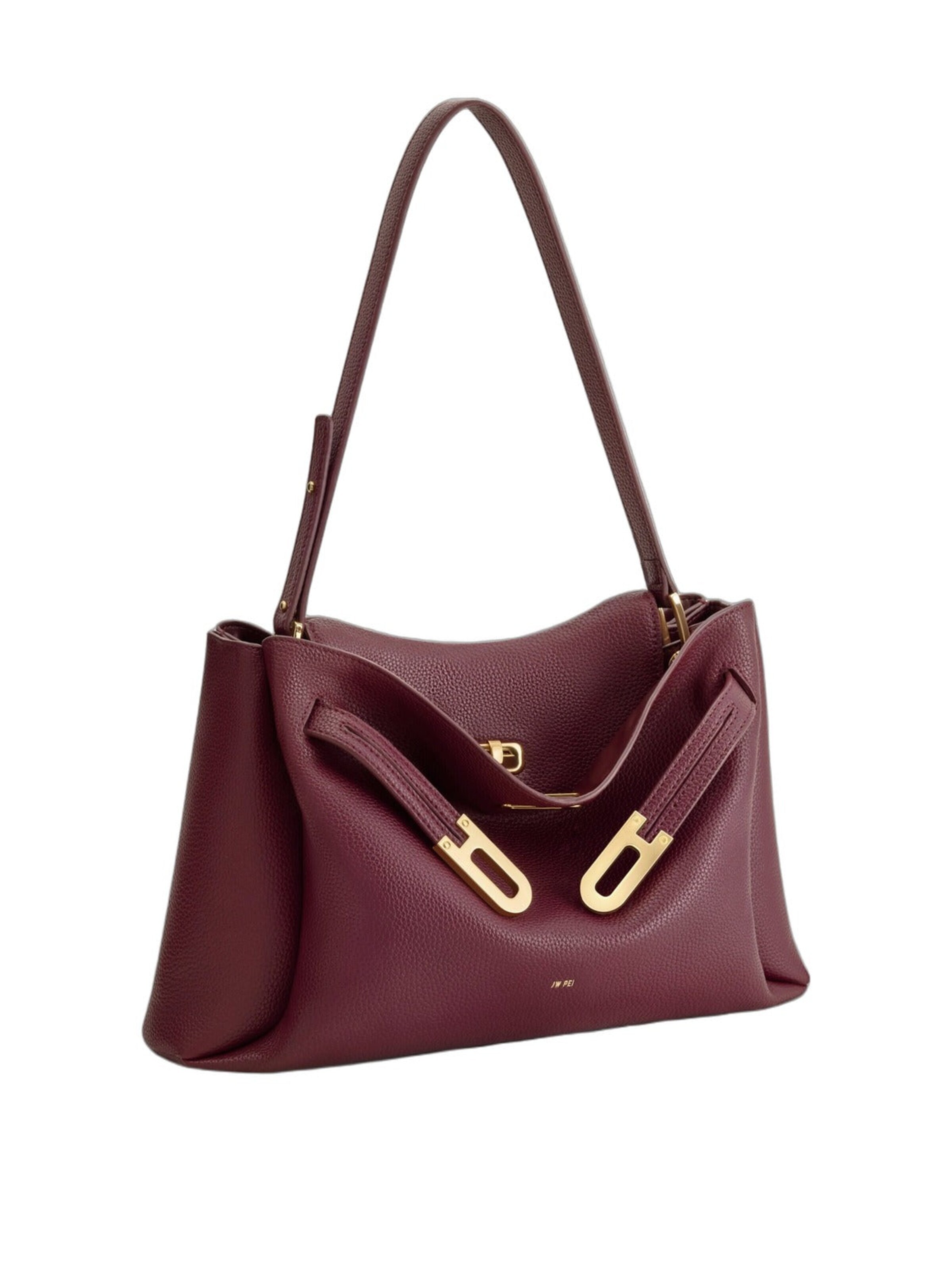 JW PEI Taška cez rameno 'JW PEI Sac Bandoulière Rhea Grainé Double Boucle Dark Burgundy' - Červená