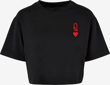 Merchcode Póló 'Hugs & Love - Queen of Hearts' - fekete: elől