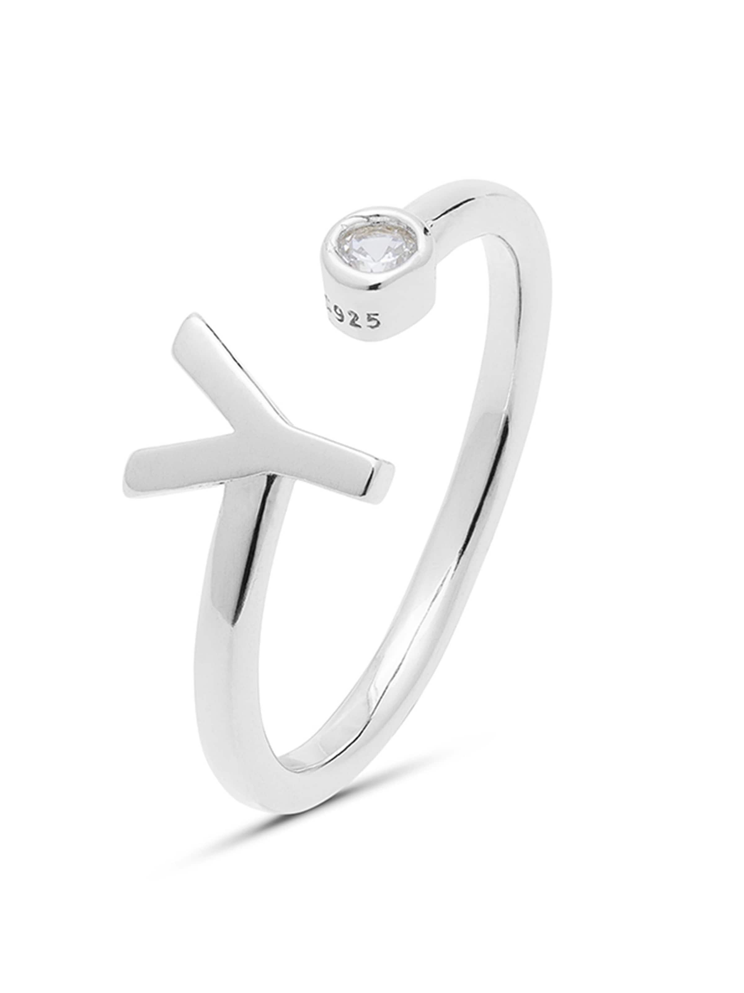 Luxenter Ring 'Alphabet Y' in Zilver: voorkant