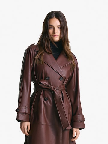 Bershka Between-Seasons Coat in Red: front