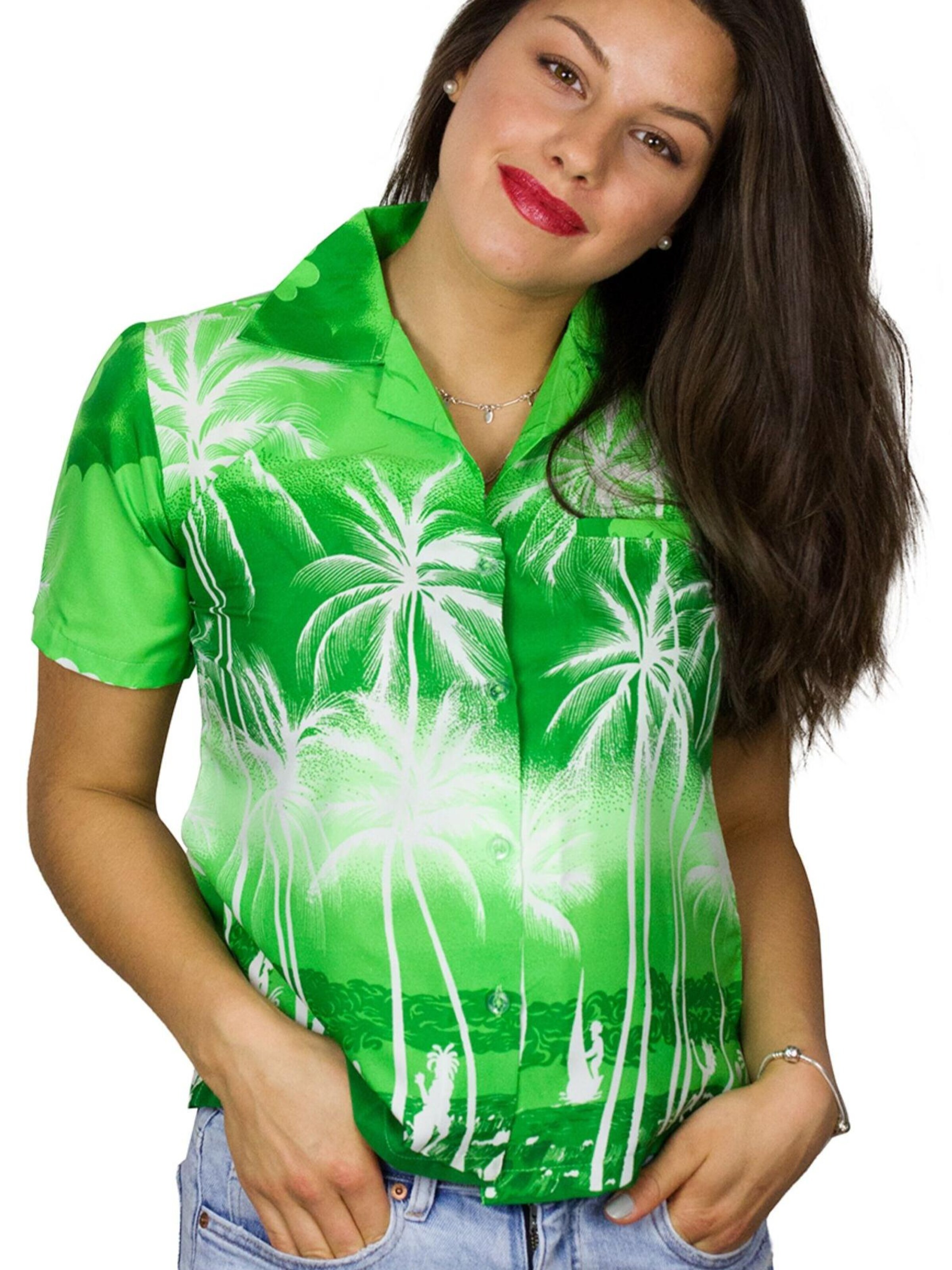 Camicia da donna 'Beach Negative' di King Kameha in verde
