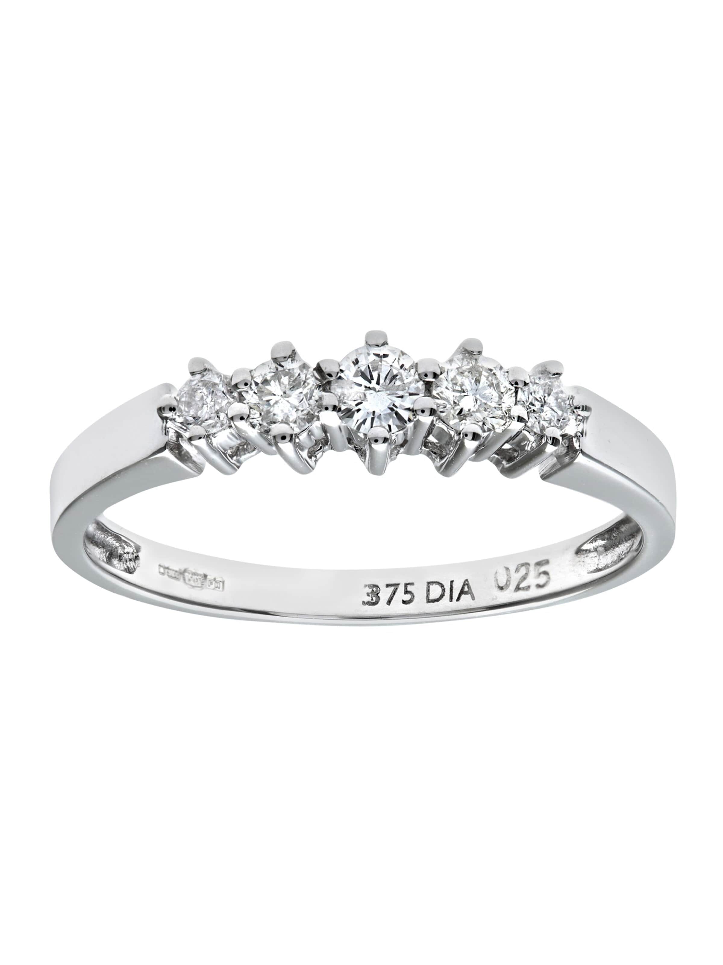 DIAMANT LETERNEL Ring 'Eternity-Ring aus 375 Weißgold mit 0.25 Karat Diamant'‌ in Silber: Vorderseite