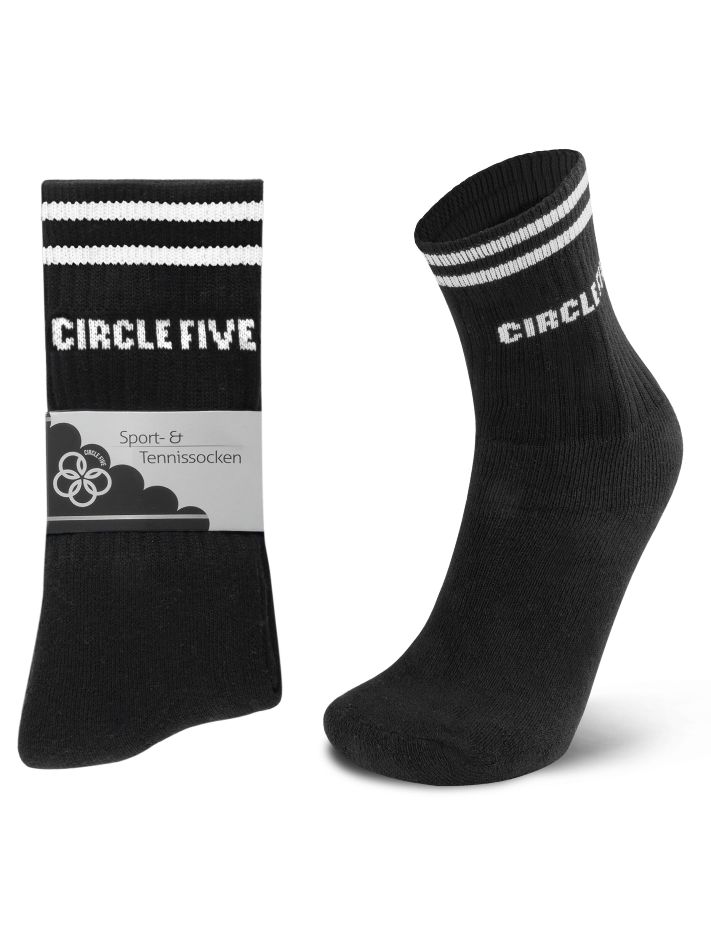 Circle Five Socks '4 Paar Sportsocken / Tennissocken' in Black