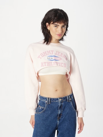 Sweat-shirt Tommy Jeans en rose : devant