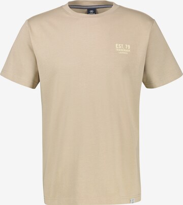 LERROS Baumwoll-T-Shirt mit bequemem Rundhalsausschnitt und Print in Beige: Vorderseite