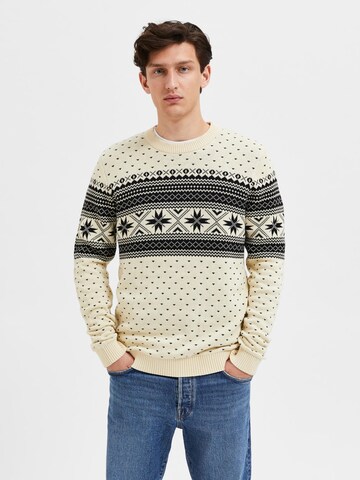 SELECTED HOMME Trui 'Claus' in Wit: voorkant