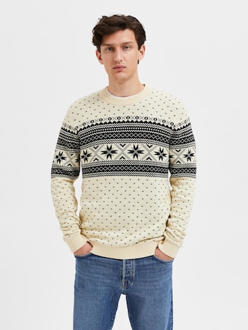 SELECTED HOMME Trui 'Claus' in Wit: voorkant