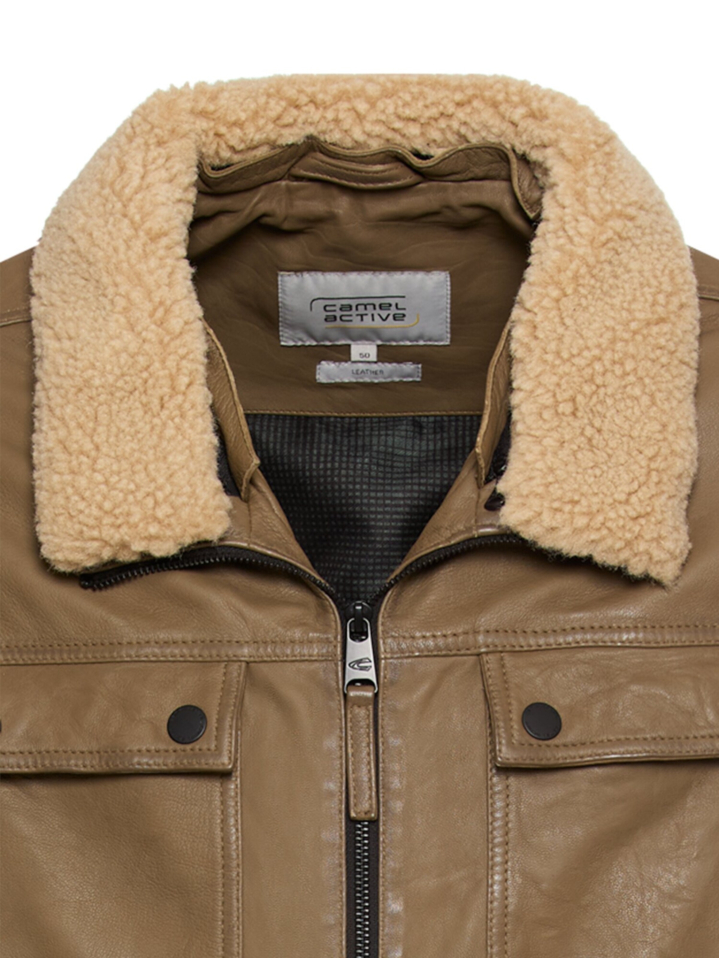 CAMEL ACTIVE Leder Fieldjacke mit Brusttaschen in Braun