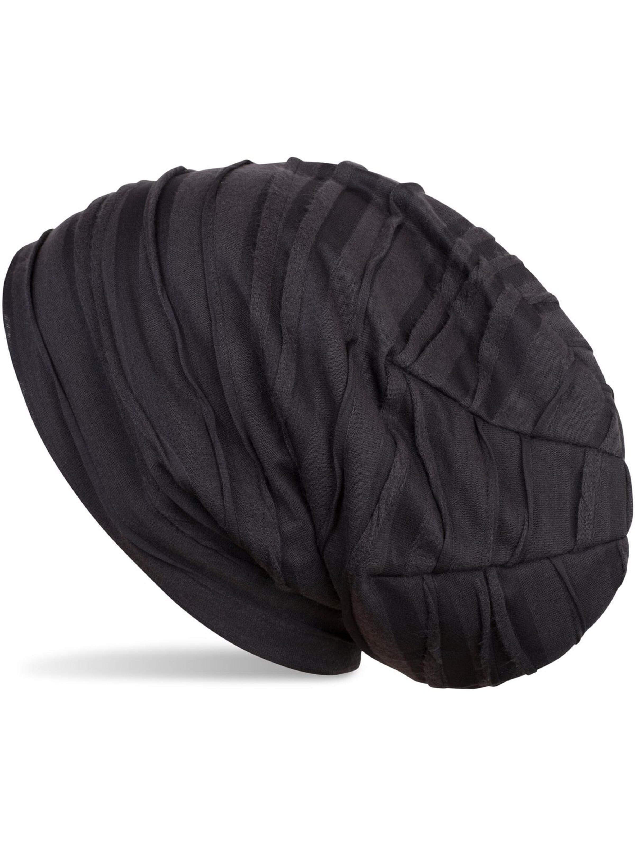 styleBREAKER Mütze 'Beanie mit Falten Muster'‌‌ in Schwarz: Vorderseite
