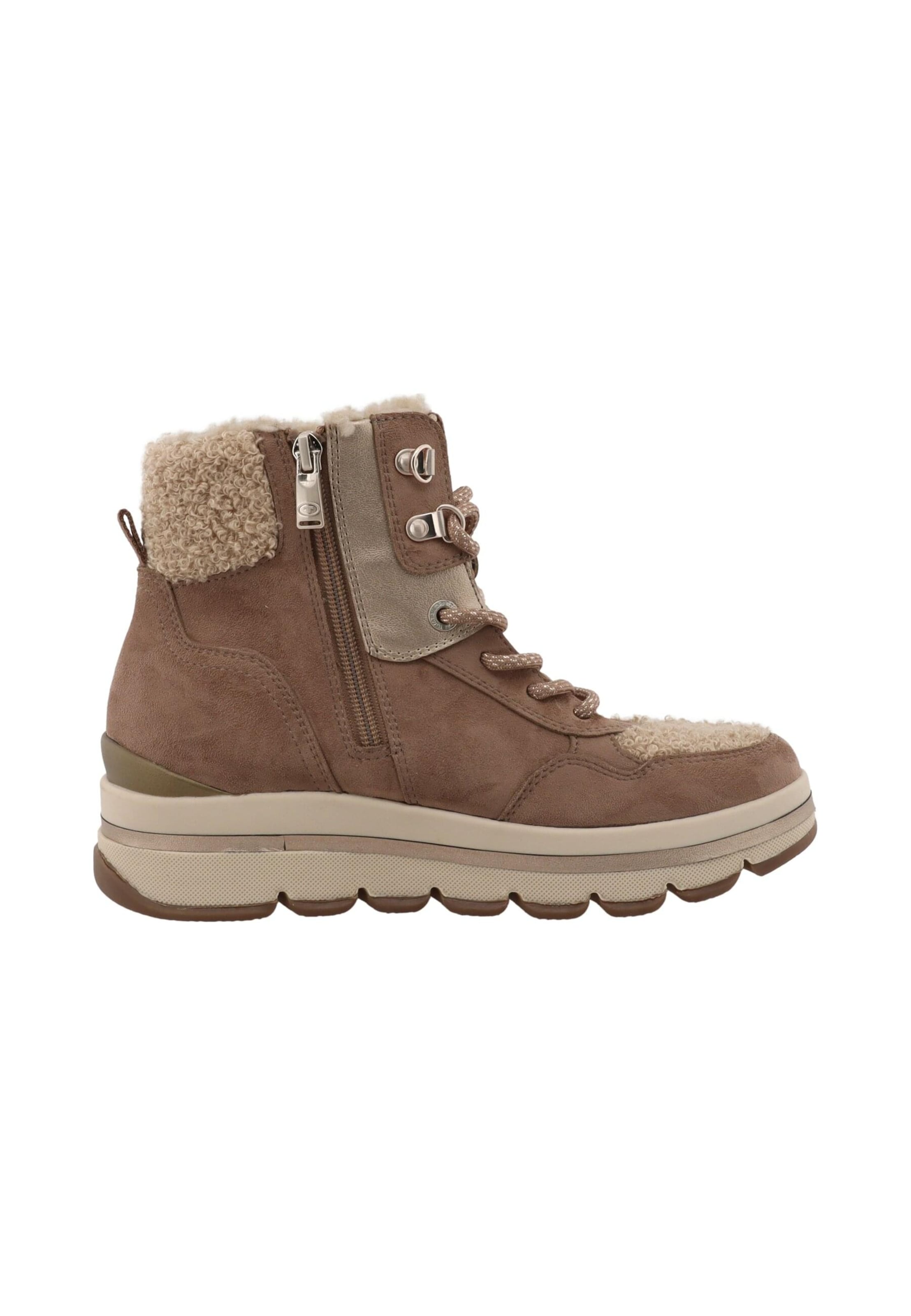 TOM TAILOR Schnürstiefelette in Beige
